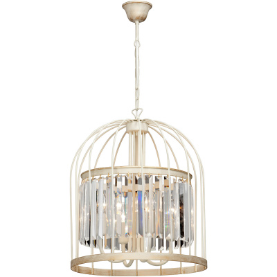 Beżowa lampa wisząca z kryształami, typu klatka Vitaluce VE5098-3/4