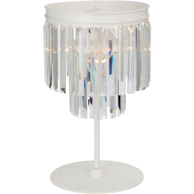 Biała lampka stołowa z kryształów Vitaluce VE5151-0/3L