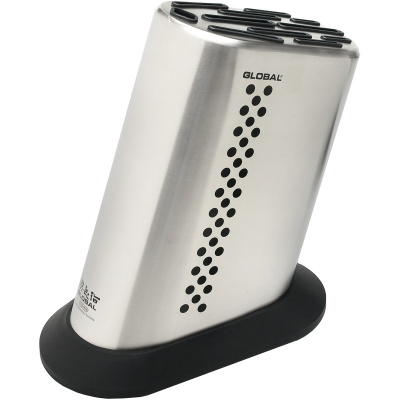 Blok na 10 noży kuchennych, stalowy, kropkowany Global G-835BD