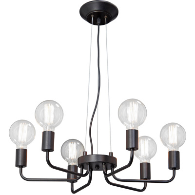 Czarny żyrandol na 6 żarówek bez kloszy Vitaluce VE4254-1/6