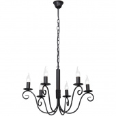 Czarny żyrandol na długim łańcuchu, na 6 żarówek świecowych Vitaluce VE3810-1/6