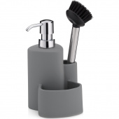 Dozownik ceramiczny na płyn do mycia naczyń ze szczotką Purana Kela antracyt KE-12081