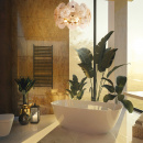 Duża lampa wisząca złota 10 żarówek szklane koła Aster Mayton MOD007PL-10G