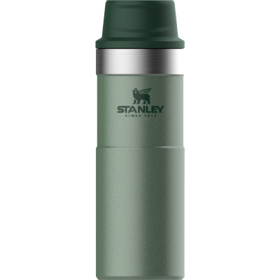 Duży kubek termiczny stalowy z przyciskiem Stanley Trigger Classic zielony 0,47L 10-06439-030