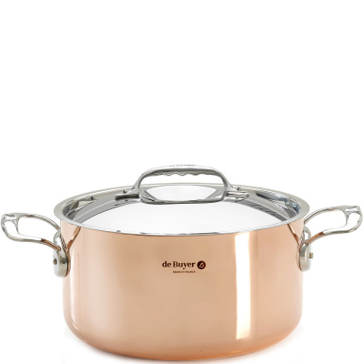 Duży miedziany garnek z pokrywką 8 Litrów Prima Matera de Buyer D-6242-28