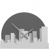 Duży zegar ścienny panorama miasta Skyline CalleaDesign biało-szary 52-10-1-1