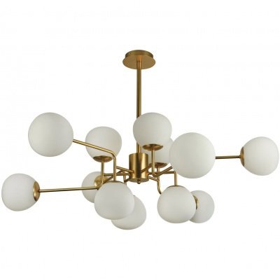 Duży żyrandol 12 szklanych kul na złotej podstawie Erich Maytoni Modern MOD221-PL-12-G
