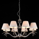 Duży żyrandol niklowany, prążkowane abażury, kryształki Talia Maytoni Modern MOD334-PL-08-N