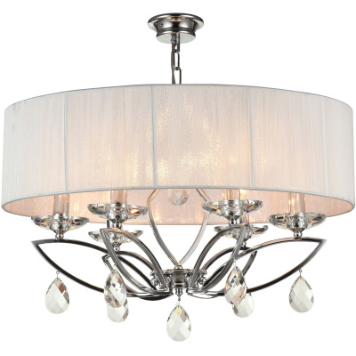 Duży żyrandol z abażurem, chromowany, kryształy Miraggio Maytoni Modern MOD602-06-N