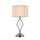 Elegancka lampka stołowa chromowana z białym abażurem Miraggio Maytoni Modern MOD602-TL-01-N