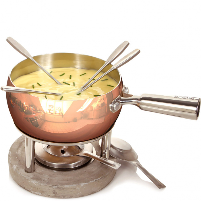 Garnek do fondue 1 Litr Boska Copper betonowa podstawa