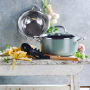 Garnek do makaronu, stalowy durszlak, łyżki do spaghetti Mayflower GreenPan CC001593-001