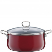 Garnek emaliowany z pokrywą 4 litry, 24 cm, Riess Rosso R-0711-008