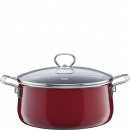 Garnek emaliowany z pokrywą 4 litry, 24 cm, Riess Rosso R-0711-008