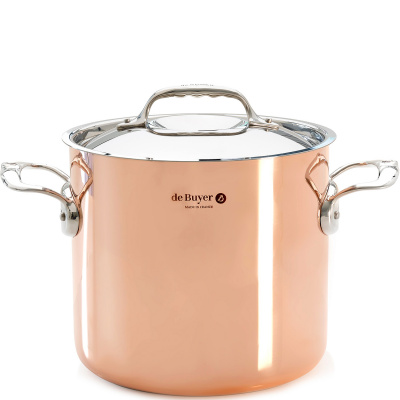 Garnek miedziany wysoki z pokrywką 5,7 Litra Prima Matera de Buyer D-6244-20