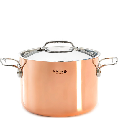 Garnek miedziany wysoki z pokrywką 7,5 Litra Prima Matera de Buyer D-6243-24