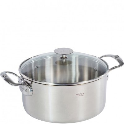 Garnek stalowy 3 Litry ze szklaną pokrywą Milady de Buyer D-3427-20