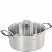 Garnek stalowy 3 Litry ze szklaną pokrywą Milady de Buyer D-3427-20