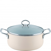 Garnek z pokrywką, kość słoniowa, emalia porcelanowa Riess Avorio 4 Litry R-0711-011