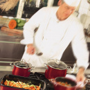 Garnki stalowe z patelnią, emalia porcelanowa Riess Rosso 5-części R-0558-008