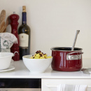Garnki stalowe z patelnią, emalia porcelanowa Riess Rosso 5-części R-0558-008