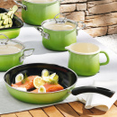 Garnki zielone i patelnia Riess Smaragd emalia porcelanowa, 5-części R-0558-036