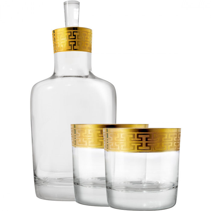 Karafka i szklanki kryształowe do whisky Hommage Gold Classic Zwiesel
