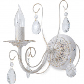 Kinkiet biało-złoty, pojedynczy, klasyczny z kryształkami Vitaluce VE1180/1A