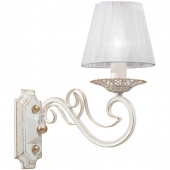 Kinkiet biało-złoty, z tekstylnym abażurem Vitaluce VE2370-0/1A