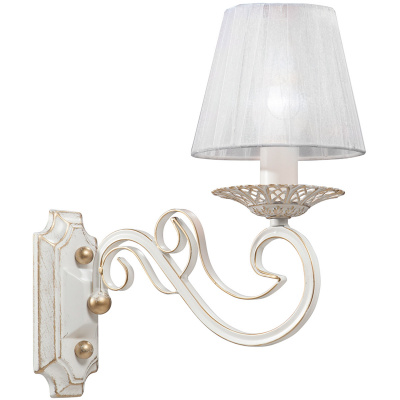 Kinkiet biało-złoty, z tekstylnym abażurem Vitaluce VE2370-0/1A