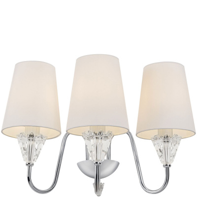 Kinkiet chromowany z trzema białymi abażurami Florero Maytoni MOD078WL-03CH