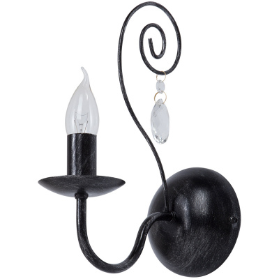 Kinkiet czarny, posrebrzany, pojedynczy, klasyczny Vitaluce VE1179/1A