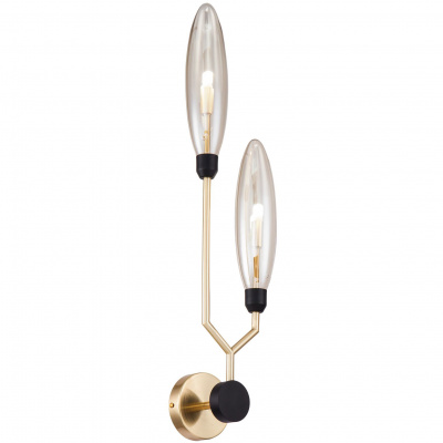 Kinkiet dwa podłużne, bursztynowe klosze łezki Ventura Maytoni MOD012WL-02G