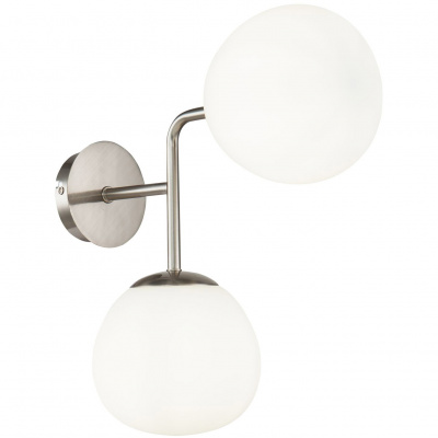 Kinkiet podwójny, dwie szklane kule na niklowanej podstawie Erich Maytoni Modern MOD221-WL-02-N