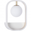 Kinkiet szklana kula w metalowej, białej ramce Avola Maytoni Modern MOD431-WL-01-WG