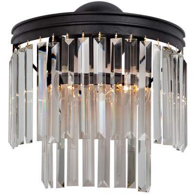 Kinkiet sztabkowe kryształy, czarna podstawa Vitaluce VE5150-1/3A