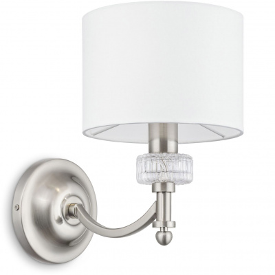 Kinkiet z białym abażurem i szklanym dekorem, niklowany Alicante Maytoni MOD014WL-01N