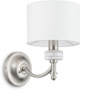 Kinkiet z białym abażurem i szklanym dekorem, niklowany Alicante Maytoni MOD014WL-01N