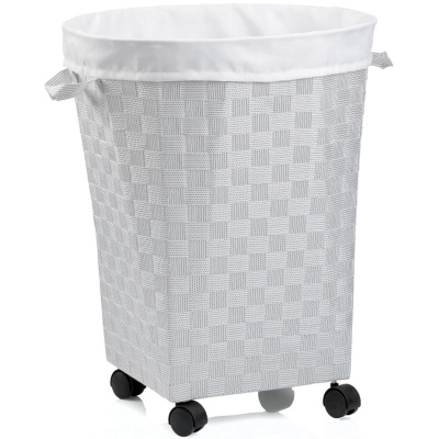 Kosz na pranie, biała plecionka, kółka Porto Kela KE-23132