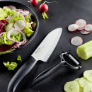 Kuchenny nóż ceramiczny mini Santoku 11,5 cm Kyocera Gen biały FK-115WH-BK