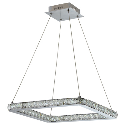 Kwadratowa lampa wisząca LED ze szklanymi kryształami 42x42 cm Lords Candellux 31-34854