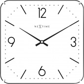 Kwadratowy zegar ścienny Basic Dome Nextime 35 x 35 cm, biały 3174