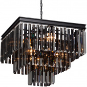 Kwadratowy żyrandol z czarnych kryształów Vitaluce VE5161-1/4+4+1