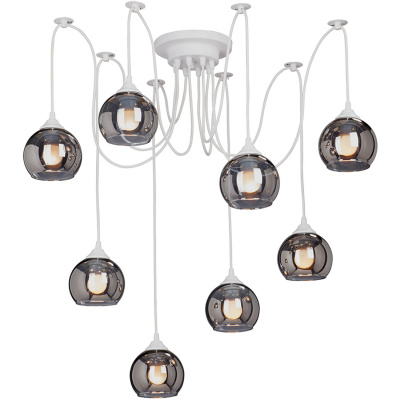 Lampa pająk biała ze szklanymi kulami na 8 żarówek Vitaluce VE4289-0/8PL