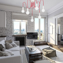 Lampa pająk czerwono-biała na 6 żarówek, długie przewody Vitaluce VE4238-4/6PL