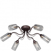 Lampa przysufitowa brązowa ze szklanymi kloszami Vitaluce VE3744-8/6PL