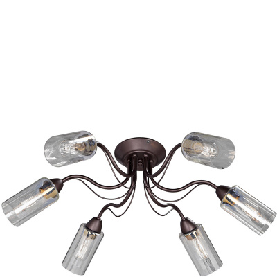 Lampa przysufitowa brązowa ze szklanymi kloszami Vitaluce VE3744-8/6PL