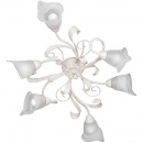 Lampa sufitowa białe kwiaty ze złotą patyną, klosze pąki Vitaluce VE3747-0/6PL