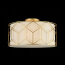 Lampa sufitowa lniany abażur w złotej, geometrycznej ramce Messina Maytoni H223-PL-03-G