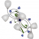 Lampa sufitowa niebieskie kwiaty i białe klosze i podstawa Vitaluce VE1467-0/6PL